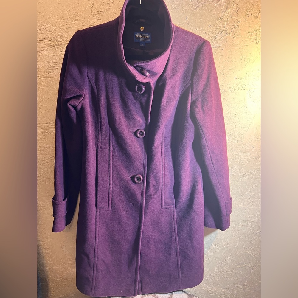 Pendleton Wool Women's Deep Purple Pea Coat 8